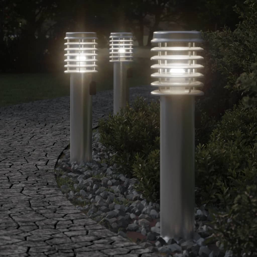 Vidaxx Außenstehleuchten 3 Stk. Fassung 60 cm Edelstahl silber