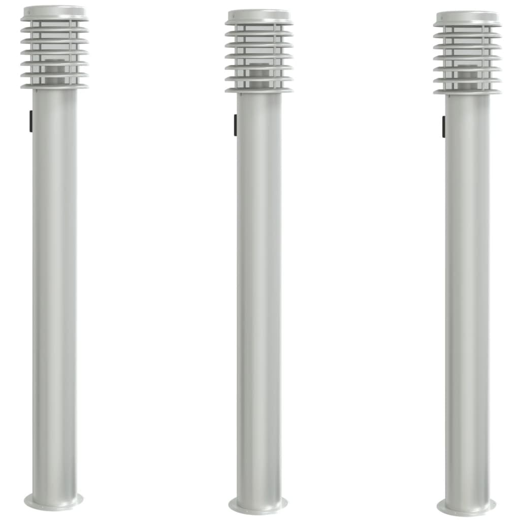 Vidaxx Außen-Stehleuchten 3-tlg. Fassung 110 cm Edelstahl silber