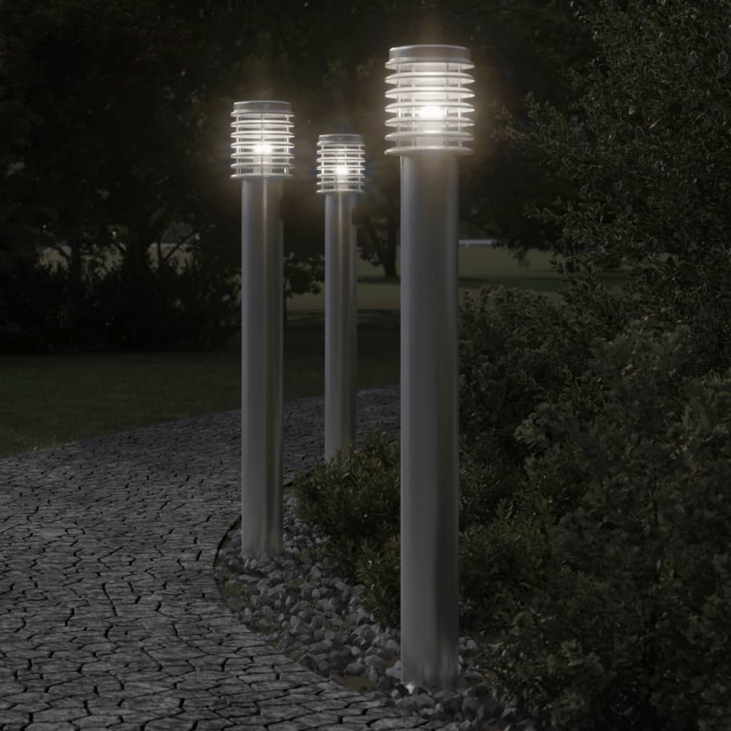 Vidaxx Außen-Stehleuchten 3-tlg. Fassung 110 cm Edelstahl silber