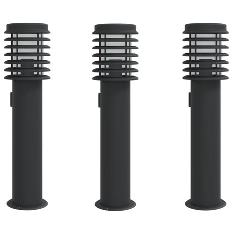 Vidaxx Außenstehleuchten 3 Stk. Fassung 60 cm Edelstahl schwarz