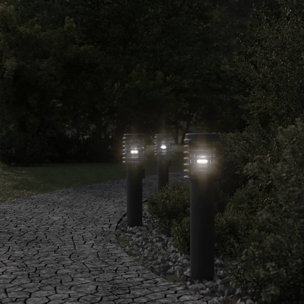 Vidaxx Außenstehleuchten 3 Stk. Fassung 60 cm Edelstahl schwarz