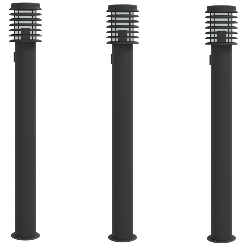 Vidaxx Außenstehleuchten 3 Stk. Fassung 110 cm Edelstahl schwarz
