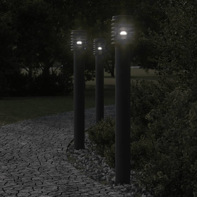 Vidaxx Außenstehleuchten 3 Stk. Fassung 110 cm Edelstahl schwarz