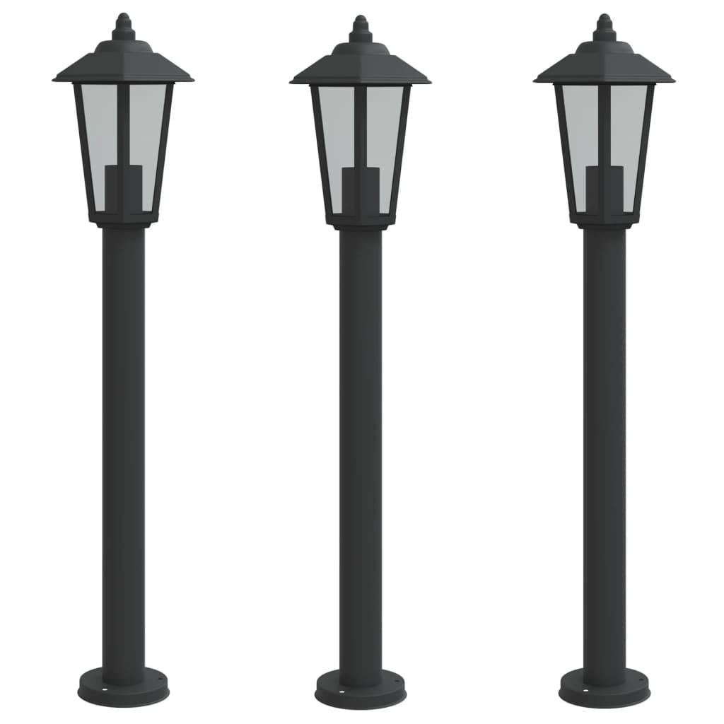 Vidaxx Außenstehleuchte 3 Stk. 80 cm Edelstahl schwarz