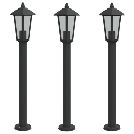 Vidaxx Außenstehleuchte 3 Stk. 80 cm Edelstahl schwarz