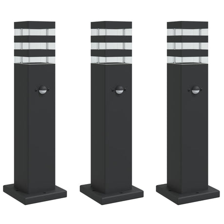 Vidaxx Außenstehleuchten 3 Stück mit Sensor 50 cm Aluminium schwarz