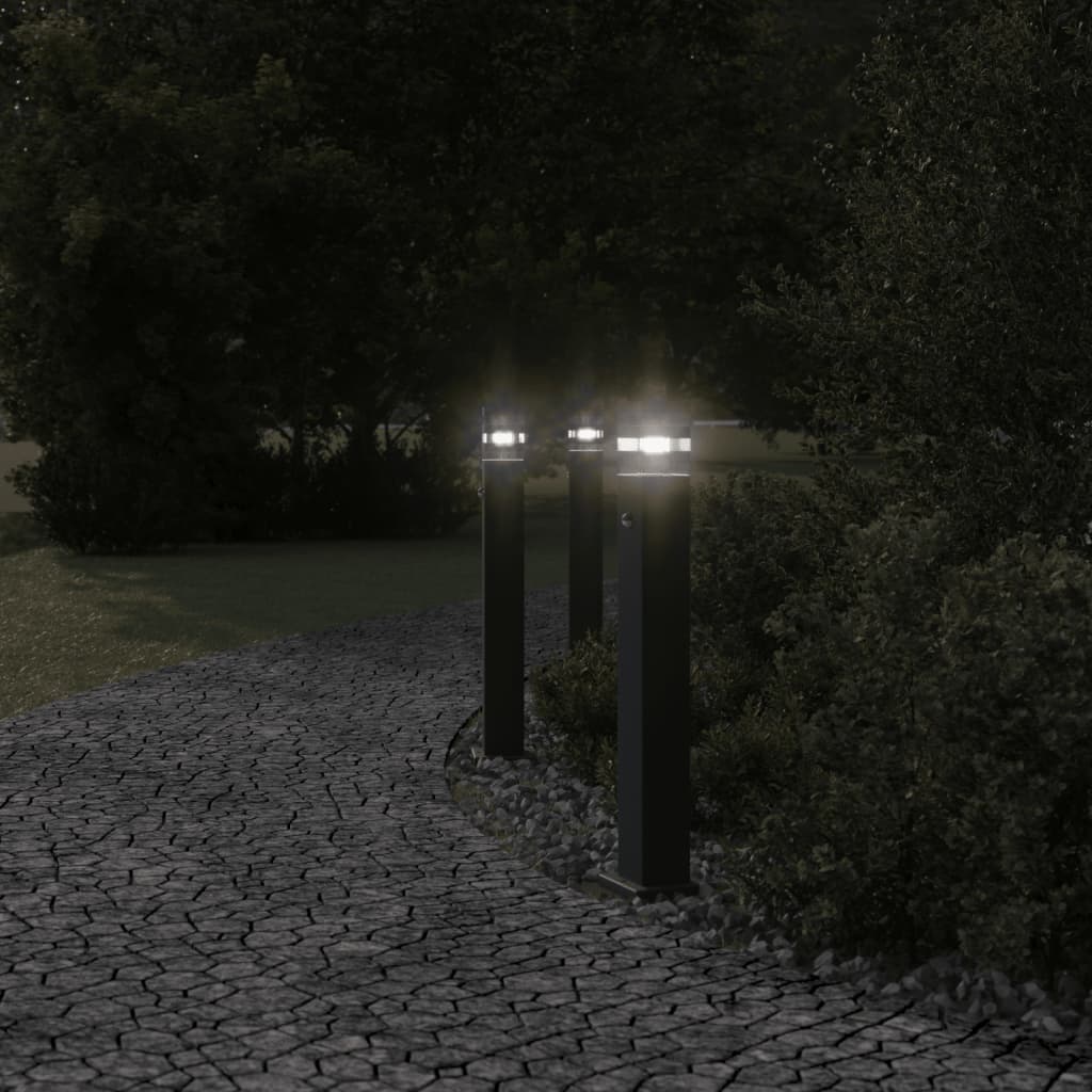 VidaXL Außenstehleuchte mit Sensor 80 cm Aluminium schwarz