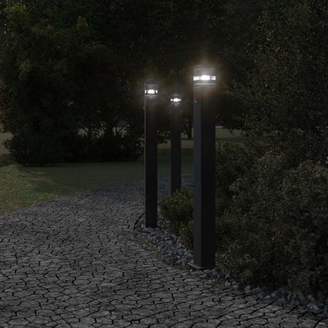 Vidaxx Außenstehleuchten 3 Stk. mit Sensor 110 cm Aluminium schwarz