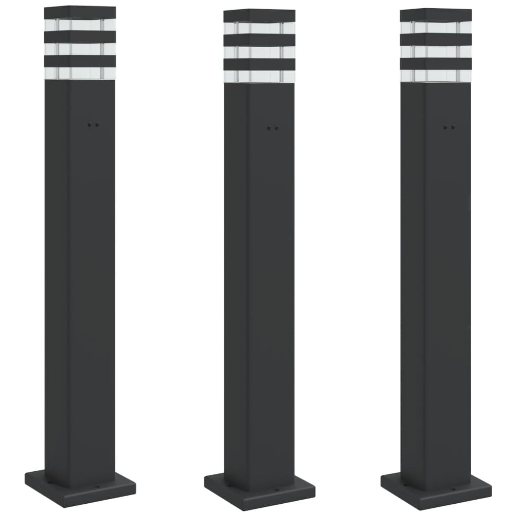 Vidaxx Außenstehleuchten 3 Stück mit Fassung 80 cm Aluminium schwarz