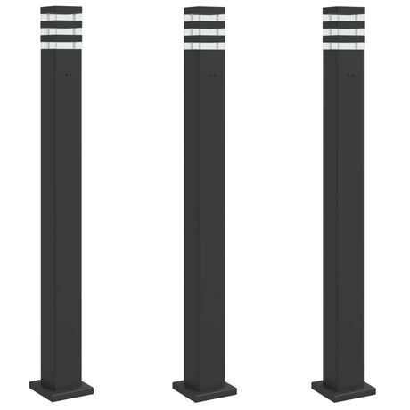 Vidaxx Außenstehleuchten 3 Stück mit Fassung 110 cm Aluminium schwarz