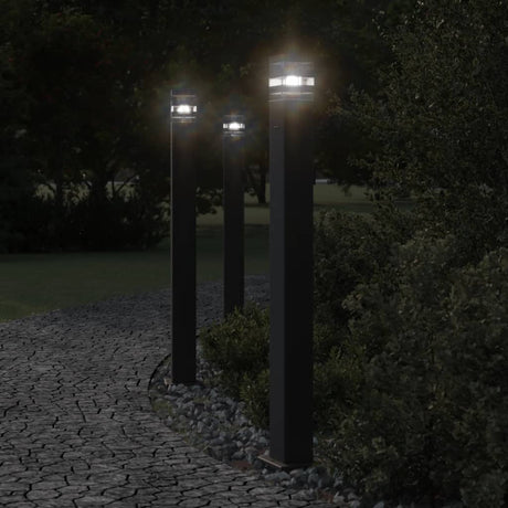 Vidaxx Außenstehleuchten 3 Stück mit Fassung 110 cm Aluminium schwarz