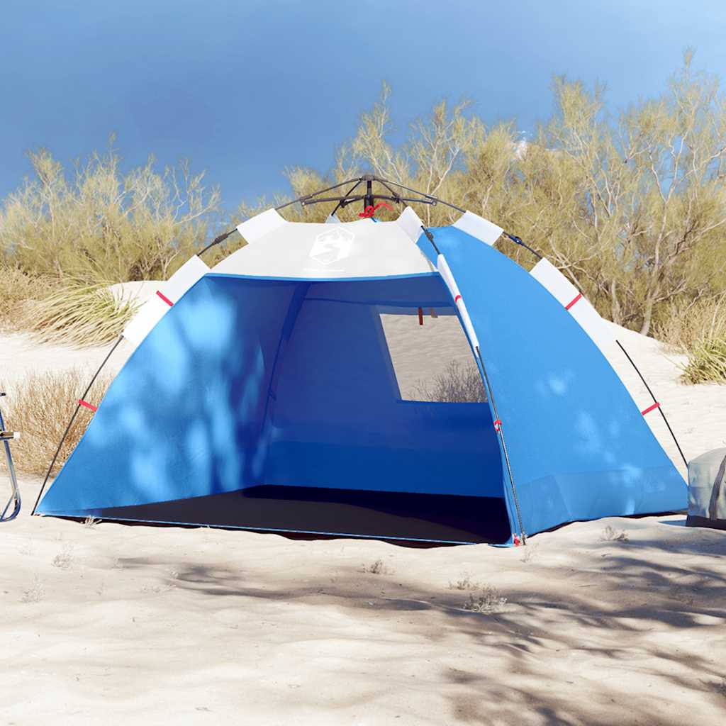 VidaXL Strandzelt 2-Personen wasserdicht Schnellspanner azurblau