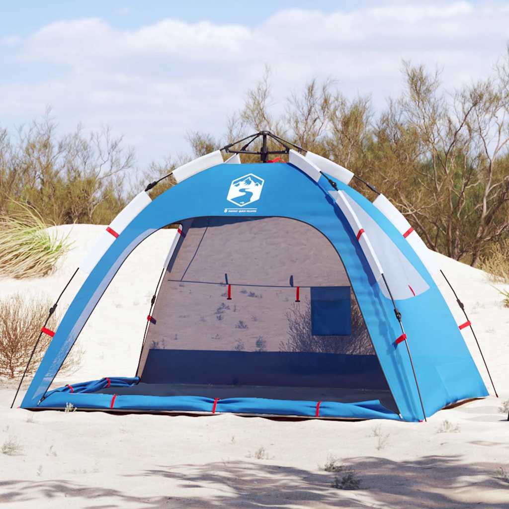 VidaXL Strandzelt 2-Personen wasserdicht Schnellspanner azurblau