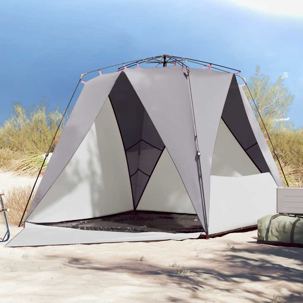 Vidaxl Strandzelt 4-Personen wasserdicht Schnellverschluss grau