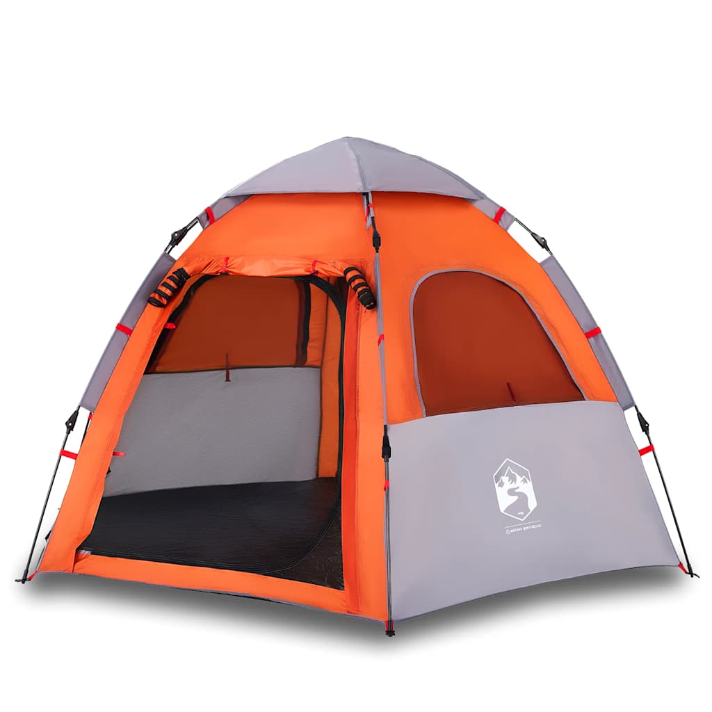 Vidaxl Campingzelt 4-Personen-Schnellspanner grau und orange