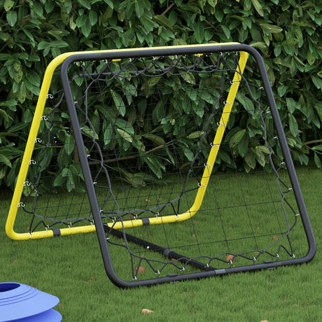 Vidaxl Fußball-Rebounder, beidseitig verstellbar, aus Stahl, Gelb und Schwarz