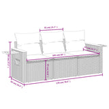 Vidaxl 3-delige loungeset met kussens poly rattan beige