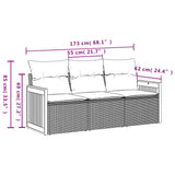 Vidaxl 3-delige loungeset met kussens poly rattan zwart