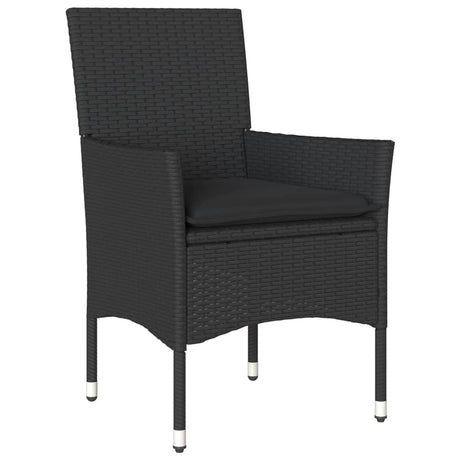 Vidaxl 3-delige tuinset met kussens poly rattan en glas zwart