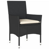 Vidaxl 3-delige tuinset met kussens poly rattan en glas zwart
