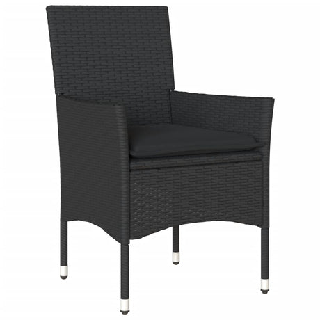 Vidaxl 3-delige tuinset met kussens poly rattan en glas zwart