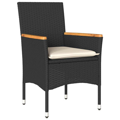 Vidaxl 3-delige tuinset met kussens poly rattan en glas zwart