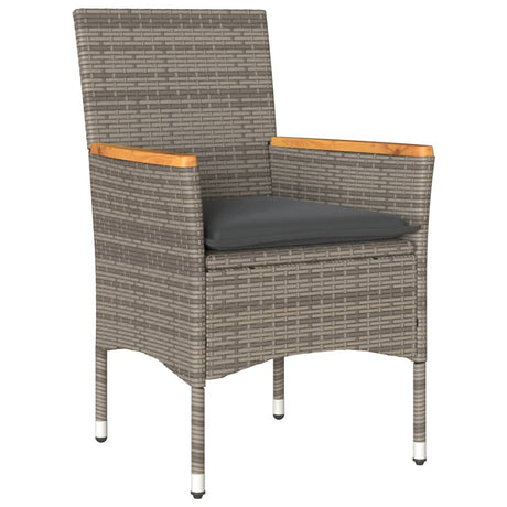 Vidaxl 3-delige tuinset met kussens poly rattan en glas grijs