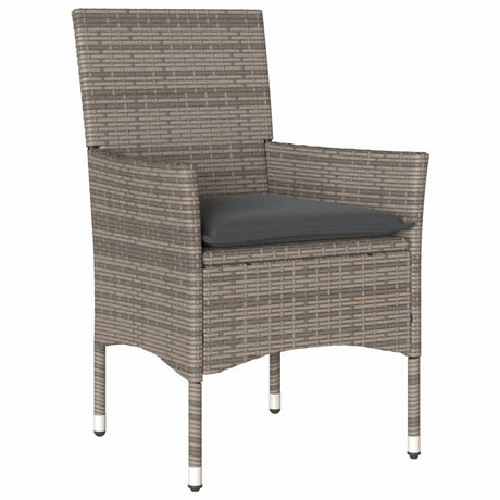Vidaxl 3-delige tuinset met kussens poly rattan en acaciahout grijs