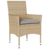 Vidaxl 3-delige bistroset met kussens poly rattan en glas beige