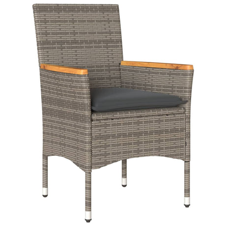Vidaxl 3-delige bistroset met kussens poly rattan en glas grijs