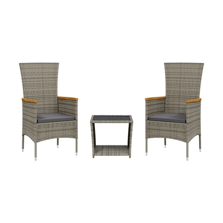 Vidaxl 3-delige tuinset met kussens poly rattan grijs
