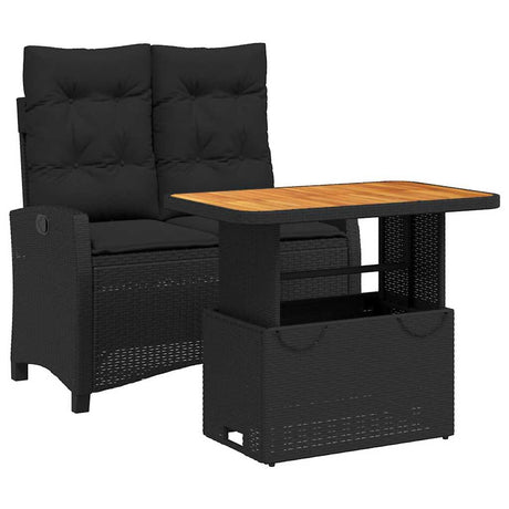 Vidaxl 2-delige tuinset met kussens poly rattan zwart