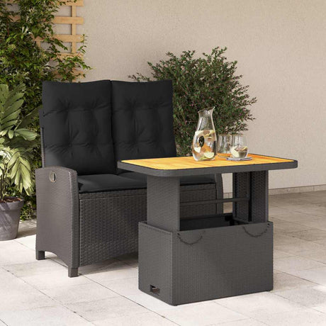 Vidaxl 2-delige tuinset met kussens poly rattan zwart