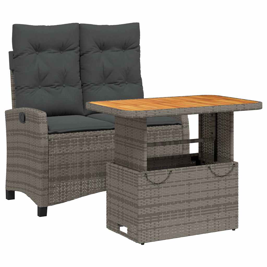 Vidaxl 2-delige tuinset met kussens poly rattan grijs