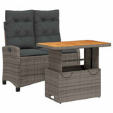 Vidaxl 2-delige tuinset met kussens poly rattan grijs