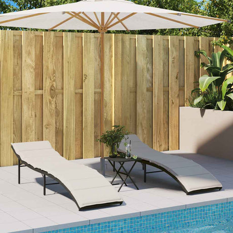 Vidaxl ligbedden 2 st met kussens poly rattan zwart
