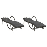 Vidaxl ligbedden 2 st met kussens poly rattan grijs