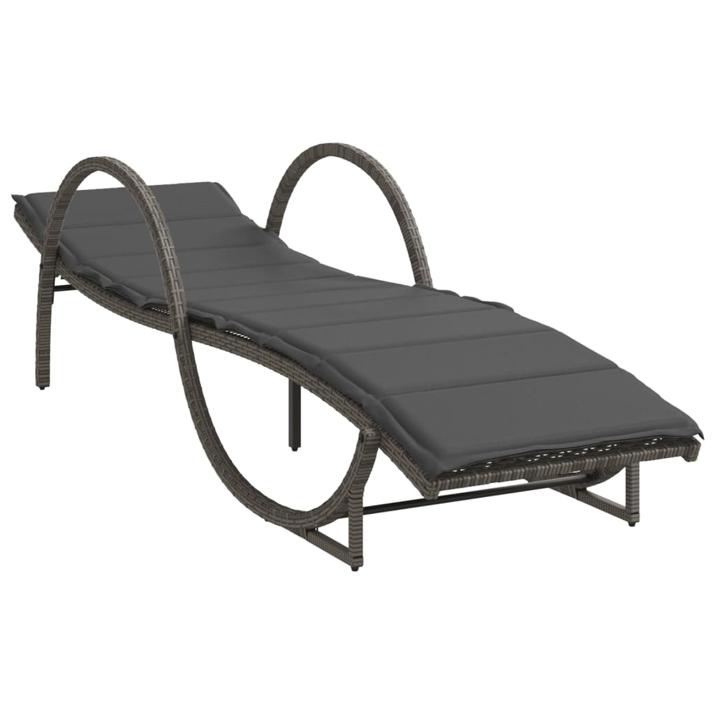 Vidaxl ligbedden 2 st met kussens poly rattan grijs