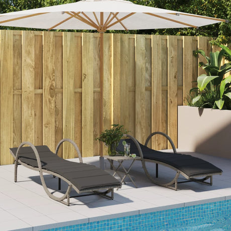 Vidaxl ligbedden 2 st met kussens poly rattan lichtgrijs