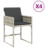 Vidaxl tuinstoelen 4 st met kussens poly rattan lichtgrijs