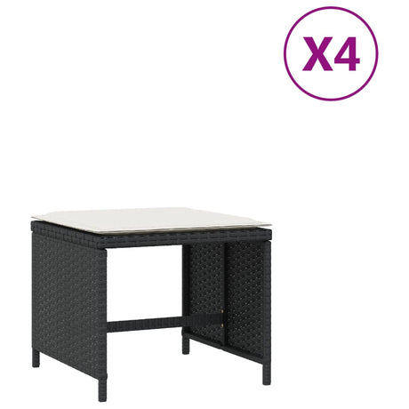 Vidaxl tuinkrukken 4 st met kussens 40x40x35 cm poly rattan zwart