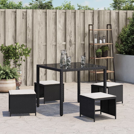 Vidaxl tuinkrukken 4 st met kussens 40x40x35 cm poly rattan zwart