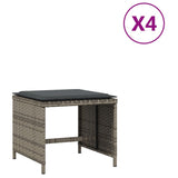 Vidaxl tuinkrukken 4 st met kussens 40x40x35 cm poly rattan grijs