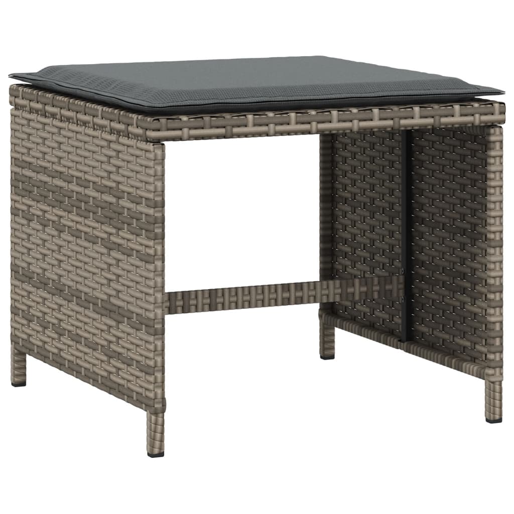 Vidaxl tuinkrukken 4 st met kussens 40x40x35 cm poly rattan grijs