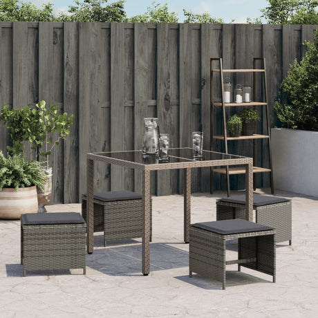 Vidaxl tuinkrukken 4 st met kussens 40x40x35 cm poly rattan grijs