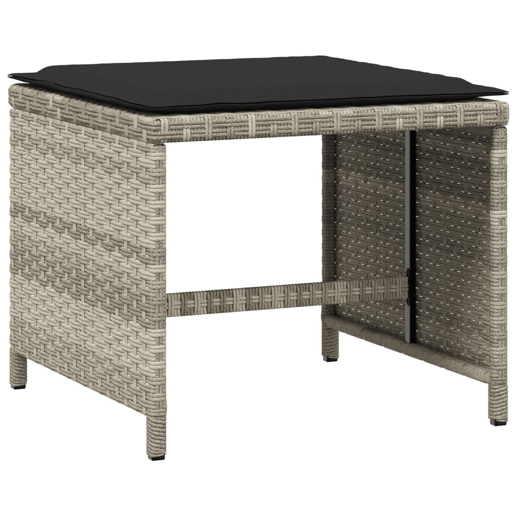 Vidaxl tuinkrukken 4 st met kussens 40x40x35 cm poly rattan lichtgrijs