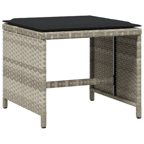 Vidaxl tuinkrukken 4 st met kussens 40x40x35 cm poly rattan lichtgrijs
