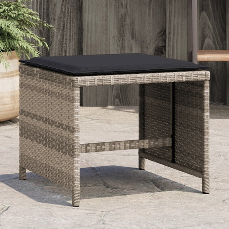 Vidaxl tuinkrukken 4 st met kussens 40x40x35 cm poly rattan lichtgrijs