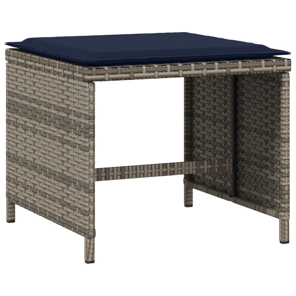 Vidaxl tuinkrukken 4 st met kussens 40x40x35 cm poly rattan grijs