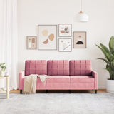 Vidaxl driezitsbank 180 cm fluweel roze
